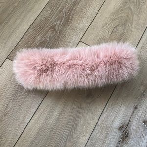 OS Pink Fox Fur Infinity Scarf with Black Velvet Lining and Velcro Closure